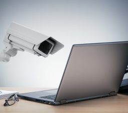 surveillance camera and laptop
