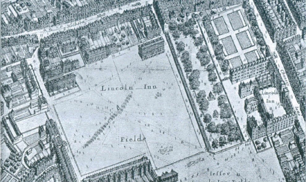 Extract from map by Wenceslaus Hollar 1650 (Lincoln's Inn)
