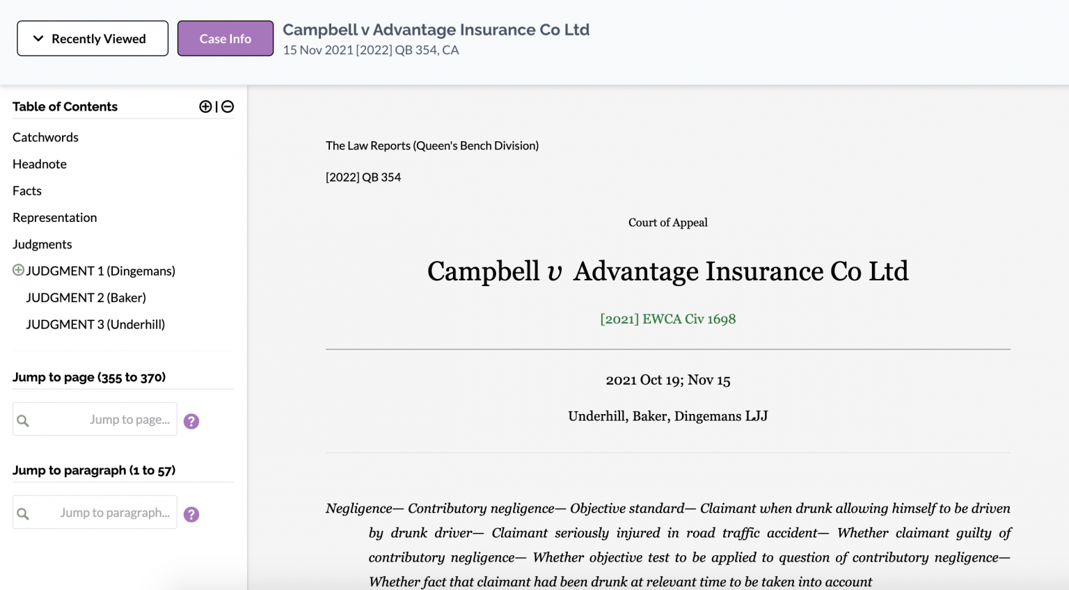 Case document navigation ICLR