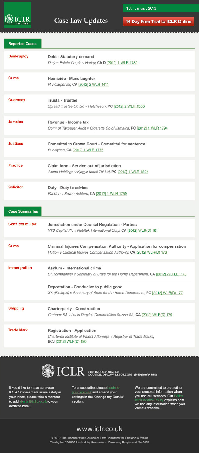 ICLR case law updates email